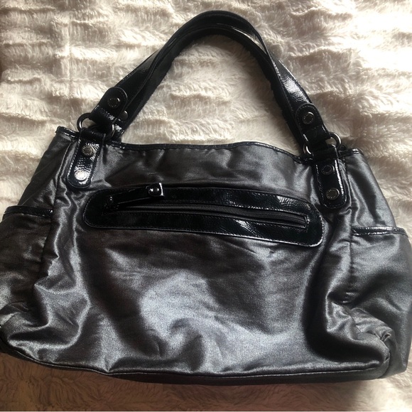 Kenneth Cole Reaction satchel bag metallic look fabric - Picture 2 of 14